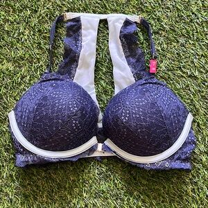 NEW PINK Victoria’s Secret 32D Blue Date Push Up Bra NWT